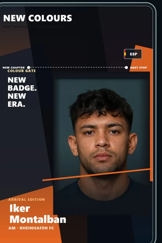 New Colours card of Iker Montalban, attacking midfielder for Birmingham FC.